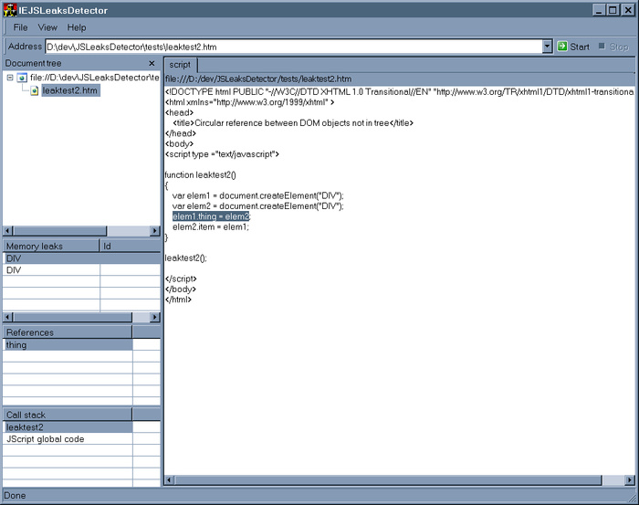 JavaScript Memory Leak Detector