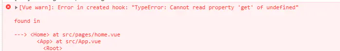 vue Cannot read property 'get' of undefined