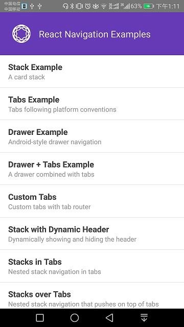 react-navigation NestingNavigators Demo