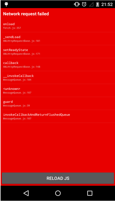 react native TypeError network request failed