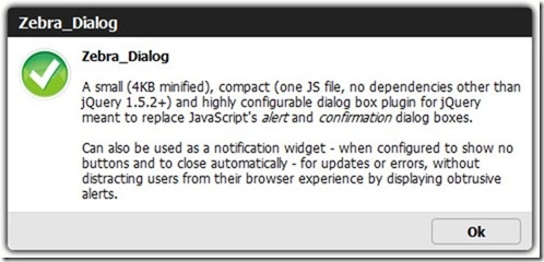 Zebra_Dialog, a lightweight dialog box jQuery plugin