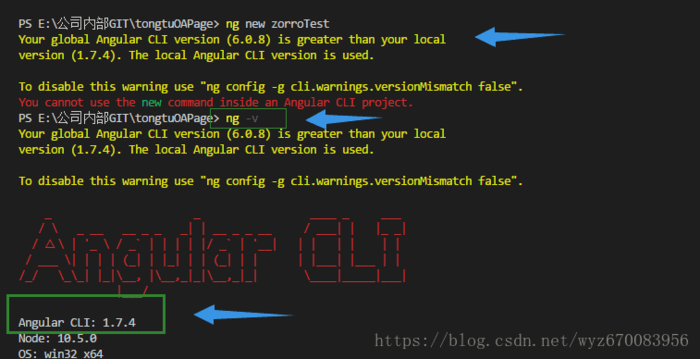 Your global Angular CLI version (6.0.8) is greater than your local version (1.7.4). The local Angula