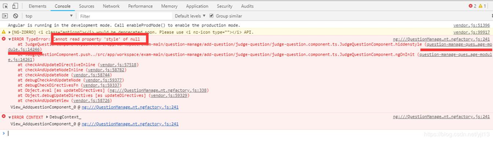 Angular——cannot read property 'style' of null at....