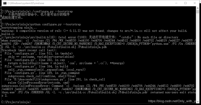 windows10 python configure.py --bootstrap 运行报错