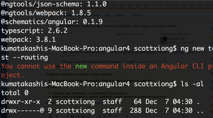 You cannot use the new command inside an Angular CLI project.