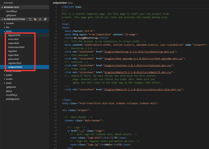 crossplatform---Nodejs in Visual Studio Code 05.Swig+Bootstrap