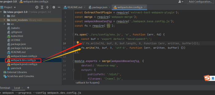 npm ERR! iview-project@3.0.0 init: `webpack --progress --config webpack.dev.config.js