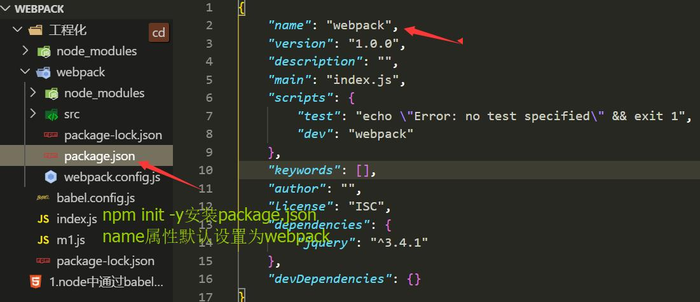 Refusing to install package with name "webpack" under a package