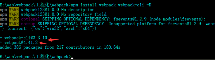 Refusing to install package with name "webpack" under a package