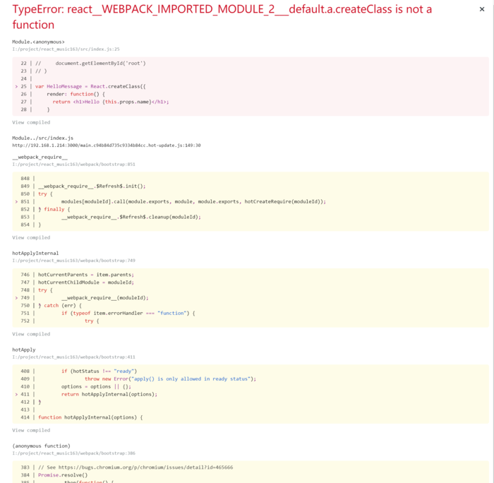 TypeError: react__WEBPACK_IMPORTED_MODULE_2___default.a.createClass is not a function