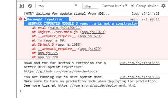 __WEBPACK_IMPORTED_MODULE_3_vuex__.a is not a constructor