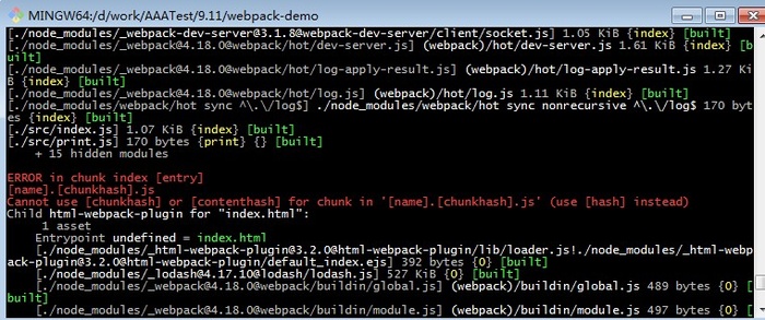 webpack4 Cannot use [chunkhash] or [contenthash] for chunk in '[name].[chunkhash].js' (use [hash] instead)