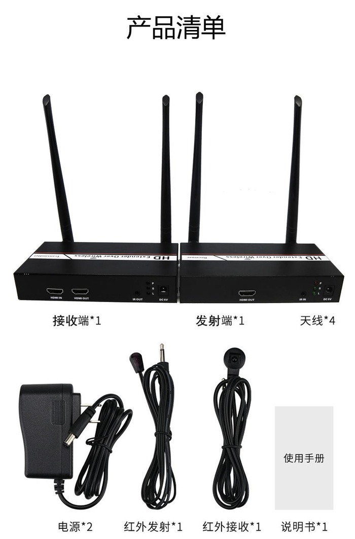 200 Meter HDMI Wireless Extender With Kvm Interface IR Signal Operating instruction