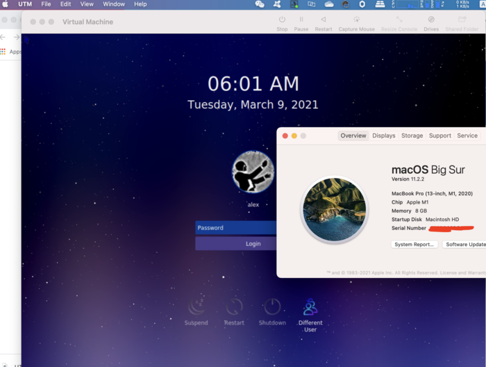 Successfully I migrated a x86_64 Linux OS from a PC to a virtual machine which can be run on ARM64 M1 MacBook Pro
    





            
Planing on converting physical disk to a VMware image, then convert to qemu(kvm) image for booting on M1 mac