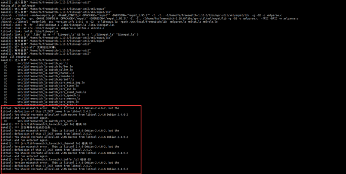 linux  Version mismatch error.  This is libtool 2.4.6 Debian-2.4.6-2
