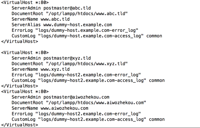 linux --xampp 配置多个网站