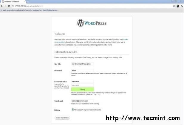 Install WordPress 3.6.1 Using LAMP or LEMP on RHEL, CentOS & Fedora