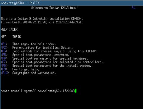 Installing Debian over serial console