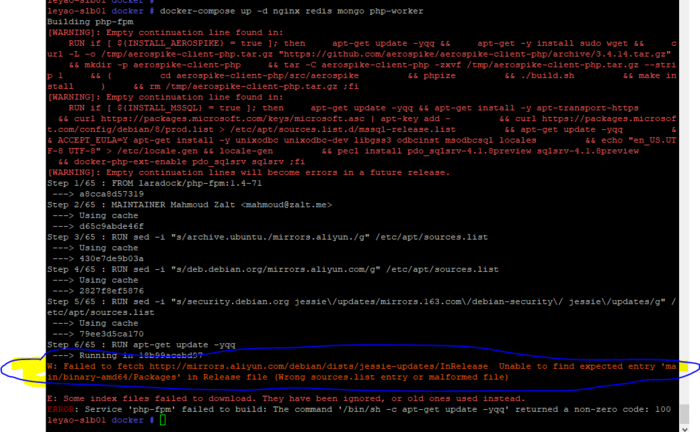 docker-compose up -d nginx 报错