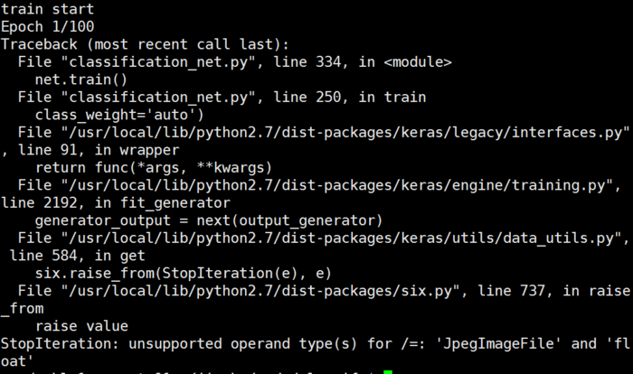 keras error StopIteration unsupported operand type(s) for JpegImageFile
