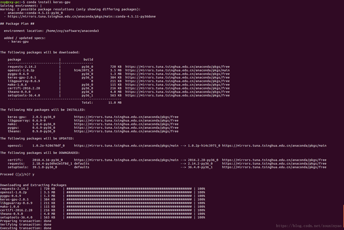 ubuntu16.04+anaconda+tensorflow-gpu1.8.0+keras+pytorch(caffe2)
