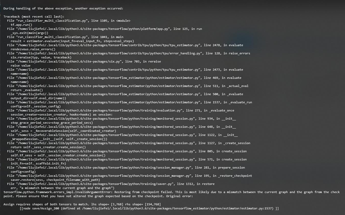 tensorflow.python.framework.errors_impl.InvalidArgumentError: Restoring from checkpoint failed. This