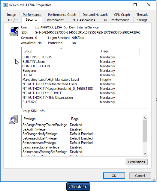 IIS application pool access desktop denied