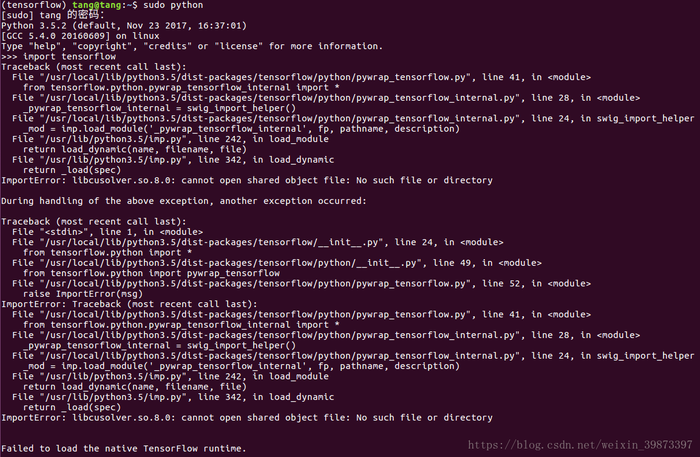 tensorflow can not find libcusolver.so.8.0 ImportError: libcusolver.so.8.0: cannot open shared obje