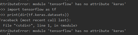 module 'tensorflow' has no attribute 'keras'